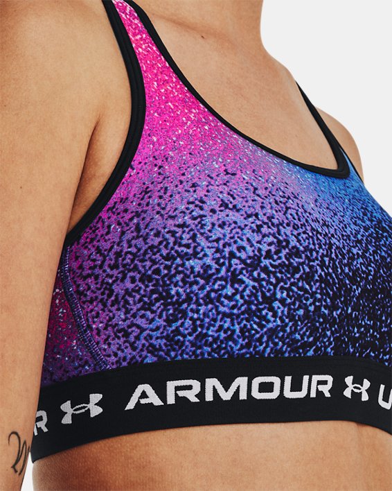 Women's Armour® Mid Crossback Printed Sports Bra, Blue, pdpMainDesktop image number 9